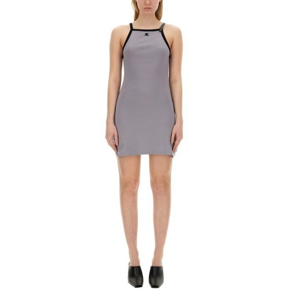 Courrèges Racerback Mini Dress With Contrasting Straps And Logo Detail - NWT - Picture 1 of 4
